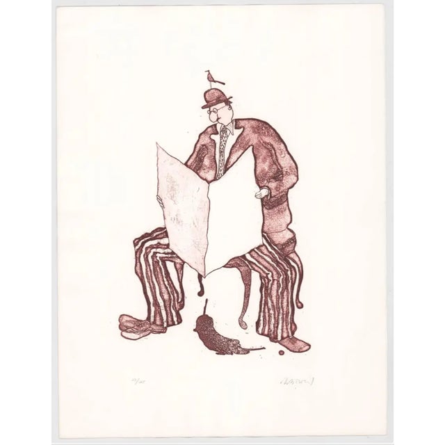 1970s Robert Weil Etching of Man and Dog For Sale - Image 4 of 4