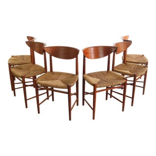 Set Of Six (6) Dining Chairs Designed By Peter Hvidt And Orla Möllgaard Nielsen, Denmark For Sale