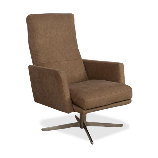 Mr 495 Grey Taupe Fabric Armchair with Manual Function and Ottoman by Musterring, Set of 2 For Sale - Image 4 of 18