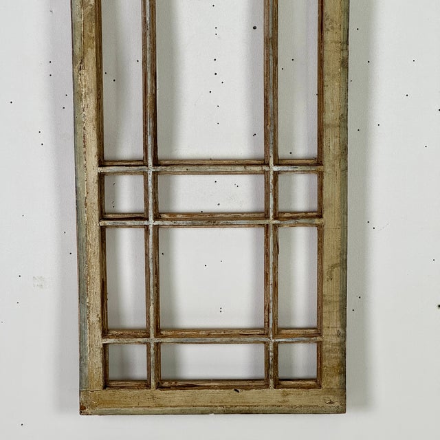 Mondrain Inspired Architecturally Salvaged Grill Style Tall Wood Window Frame For Sale - Image 9 of 13