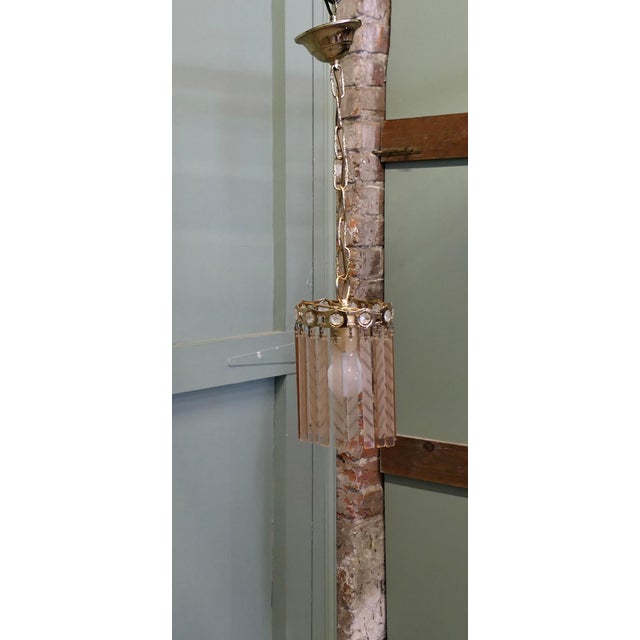 French Art Deco Etched Glass Ceiling Pendants, 1925, Set of 2 For Sale - Image 4 of 8