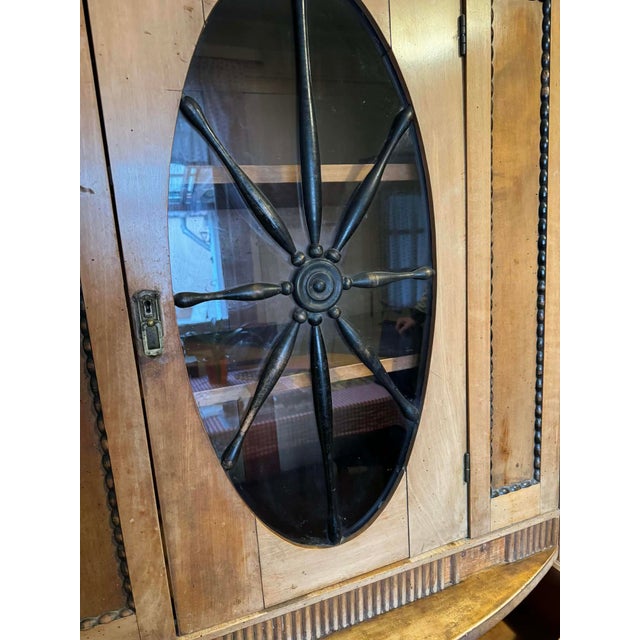 Art Deco Wooden Cabinet with Oval Glass Window and Drawers, 1930s For Sale - Image 3 of 7
