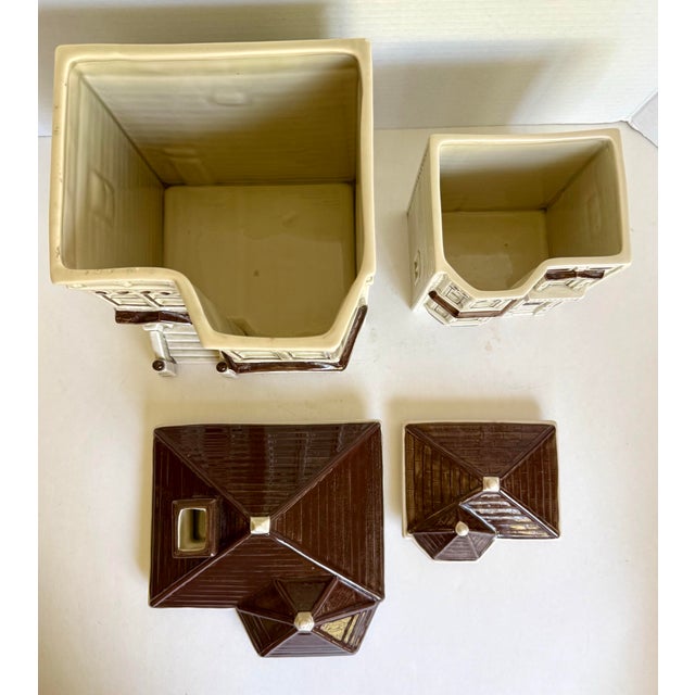 Ceramic 1979-80 Otagiri Ceramic San Francisco Victorian House Canisters Cookie Jars - Set of 2 For Sale - Image 7 of 15