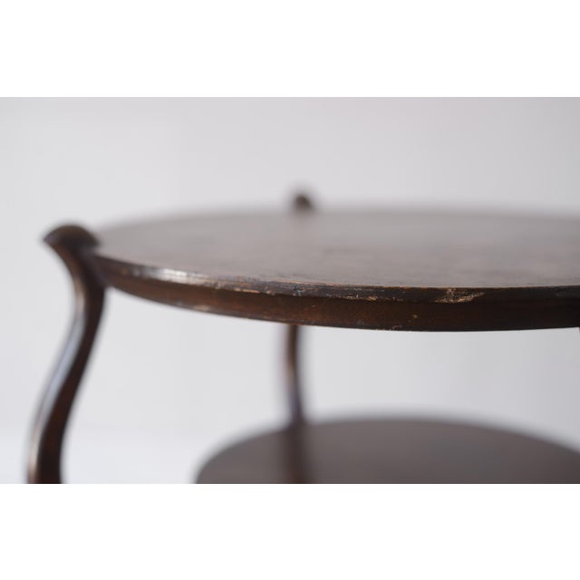 Small Antique Art Nouveau Style Two-Tier Tiger Oak Side Table For Sale - Image 9 of 10