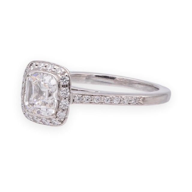 Art Deco TIffany & Co. Platinum Legacy .98ct Center Cushion Diamond Engagement Ring, Size 3.25 For Sale - Image 3 of 10