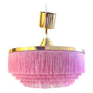 Vintage Pendant Lamp with Pink Silk Fringe by Hans-Agne Jakobsson, 1965 For Sale
