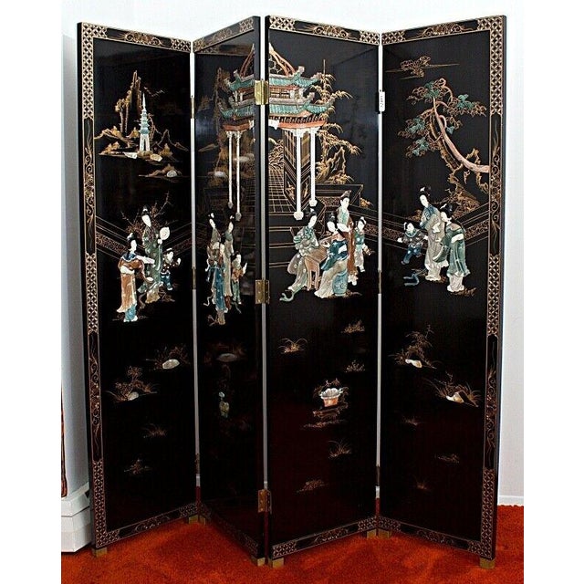 Mid 20th Century Chinese Four-Panel Lacquered Coromandel