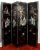 Chinese Four-Panel Lacquered Coromandel Screen With Mother-Of-Pearl Inlay A large and elegant vintage Chinese four-panel...