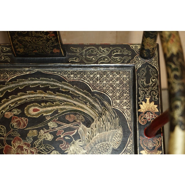 Set of Chinese Ming Style Lacquered & Painted Armchairs, 1900s For Sale - Image 15 of 18