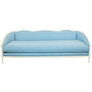 Vintage Camel Back Soft Blue Sofa For Sale