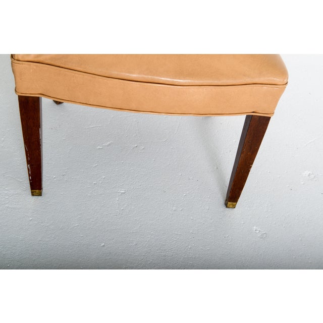 Pair of Grosfeld House Beige Faux Leather Club Chairs For Sale - Image 11 of 12