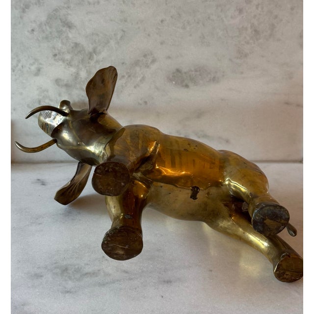 Large Vintage Solid Brass Elephant For Sale - Image 12 of 12