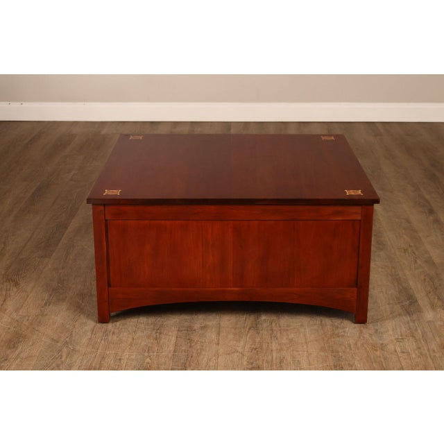 Stickley Harvey Ellis Square Cherry Storage Cocktail Table For Sale - Image 14 of 18