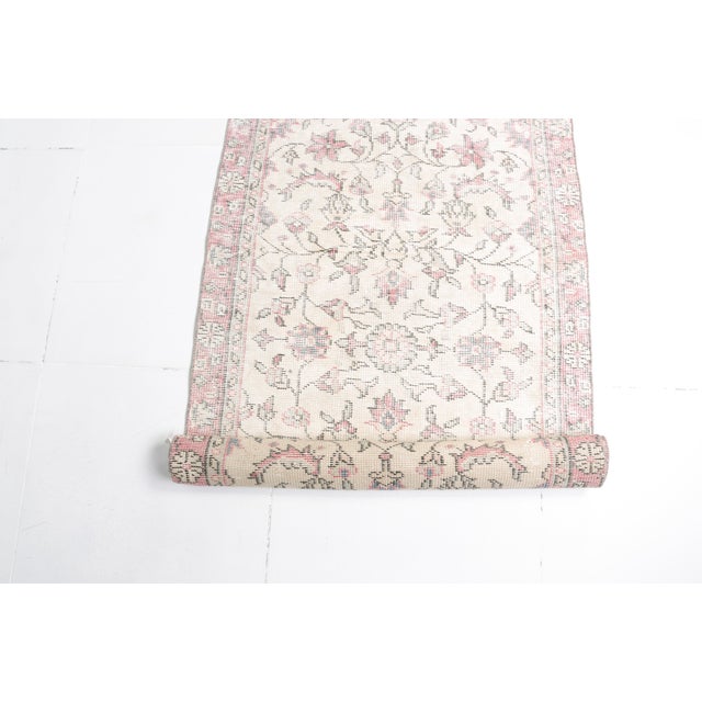 Textile 1950s Authentic Faded Pink Turkish Rug For Sale - Image 7 of 10