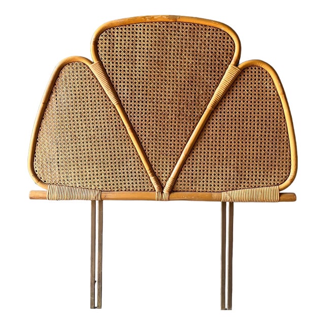 Cane Petal Single Bead Headboard For Sale