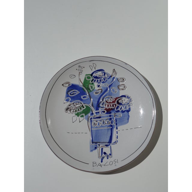 Italian Art Ceramic Pottery Plate by Manlio Bacosi Deruta, 1970s For Sale - Image 6 of 8