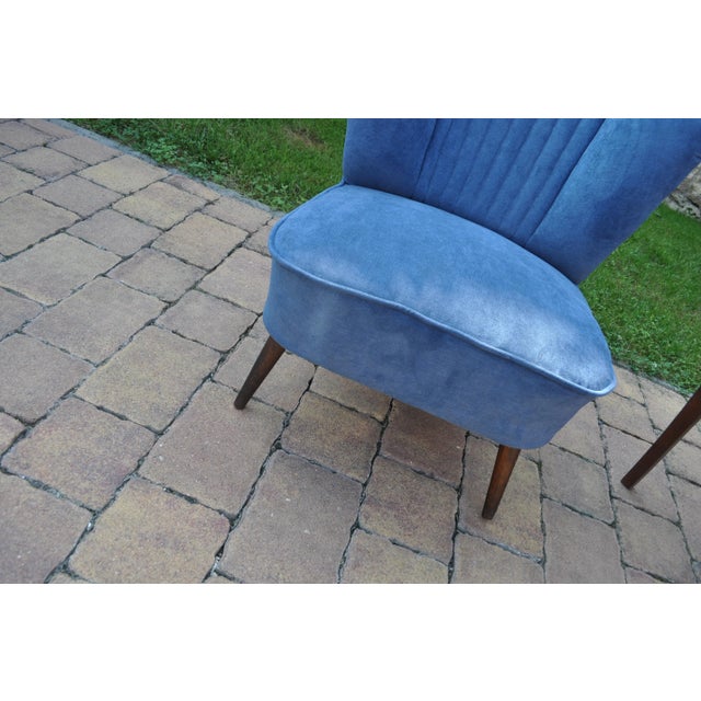 Set of Blue Cocktail Chairs, 1950s For Sale - Image 4 of 11