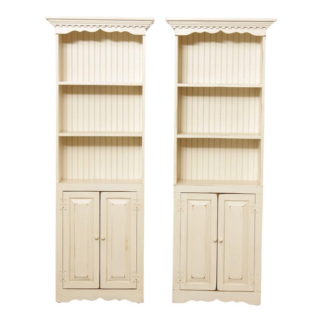 Pair of Vintage Painted Farmhouse Style Pine Bookcases Chairish