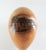 19th century wood Mauchline Ware egg shaped thimble holder from Scotland. Image of Robert Burns Cottage. Overall patina,...