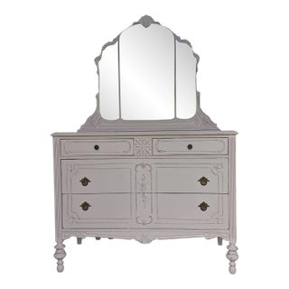 Vintage Pink Dresser With Detachable Mirror For Sale