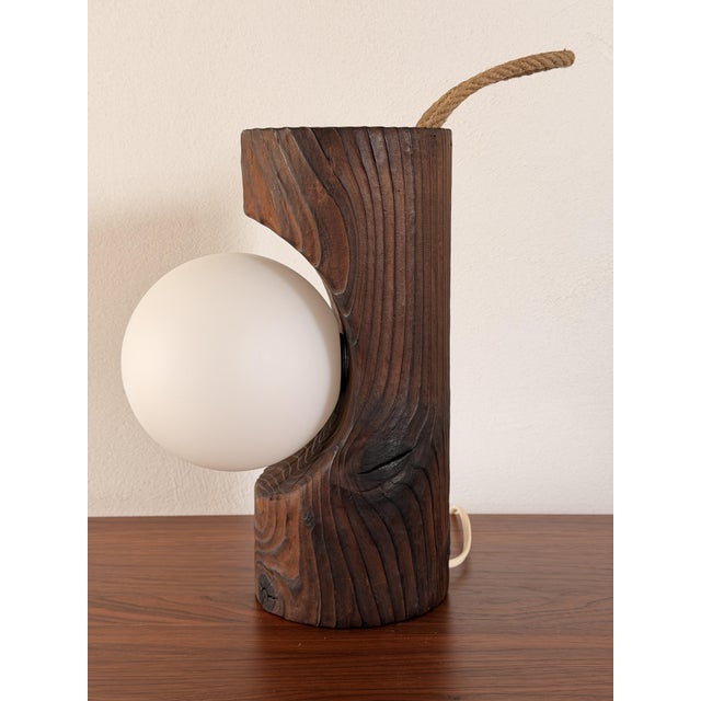 Mid-Century Modern Brutalist Model 16 Wall Lamp in Pine and Opal Glass from Temde Leuchten, 1970s For Sale - Image 3 of 16