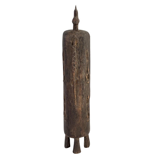 African Vintage Unique Dogon Hand Carved Wooden Box Mali 17.5" H For Sale - Image 3 of 10