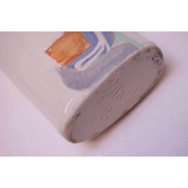 Studio Ceramic Vase With Floral Decoration Singed Pollack, 1976 For Sale - Image 12 of 13
