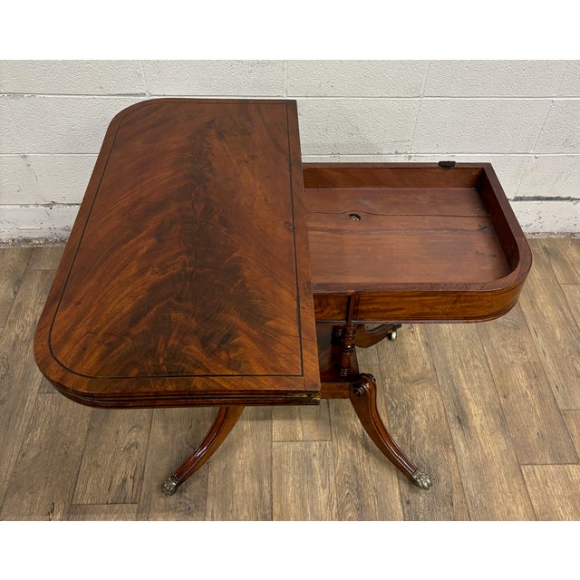 Antique English Regency Pedestal Flip and Swivel Top Game Table Card Table For Sale - Image 4 of 16
