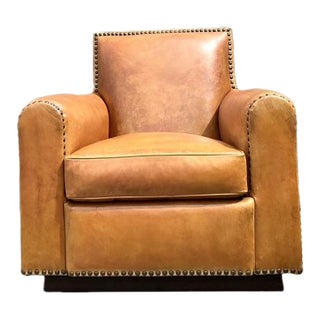 Vintage Ralph Lauren Nailhead Leather Club Chair For Sale
