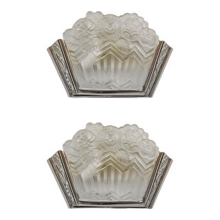 1920s French Art Deco Wall Sconces by Noverdy France For Sale