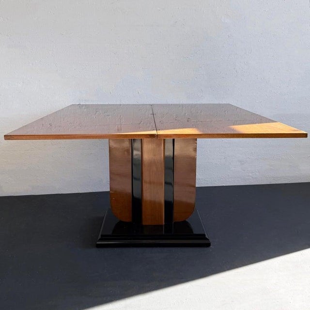 Brown 1930s Art Deco Mahogany Flip-Top Console Dining Table For Sale - Image 8 of 12