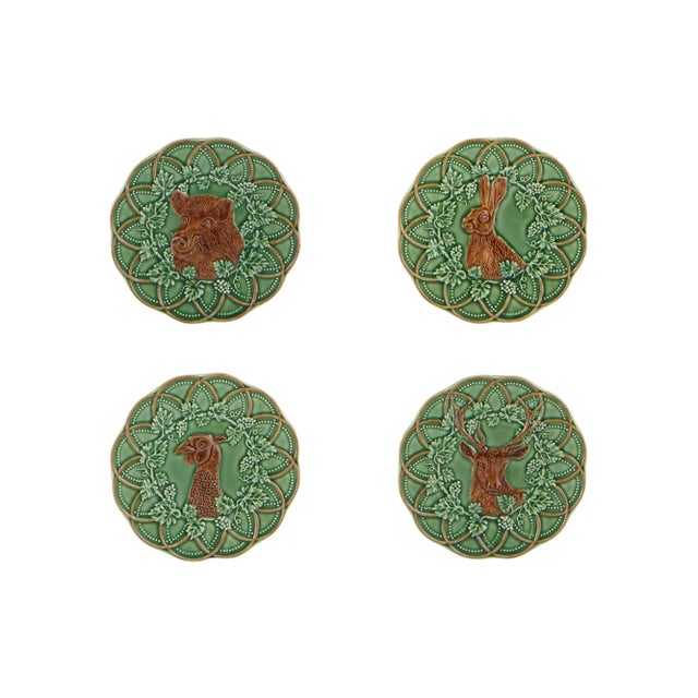 Bordallo Pinheiro Woods Assorted Bread and Butter Plates, Set of 4 For Sale In New York - Image 6 of 6