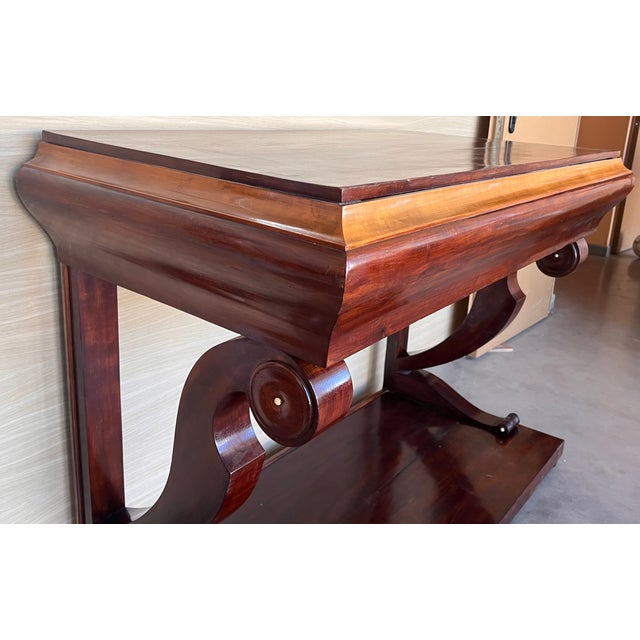 Early Biedermeier Period Walnut Console Table With Drawer, Austria, Circa 1830 For Sale - Image 6 of 11