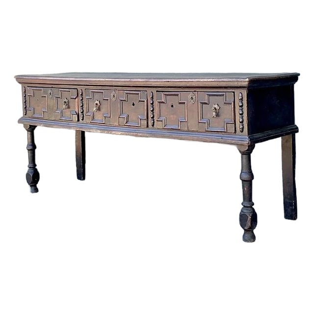 Vintage 18th Century Carved Jacobean Console Table For Sale