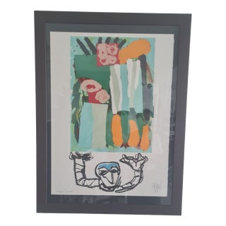 Karel Appel, Abstract Composition, 1970s, Lithograph, Framed For Sale