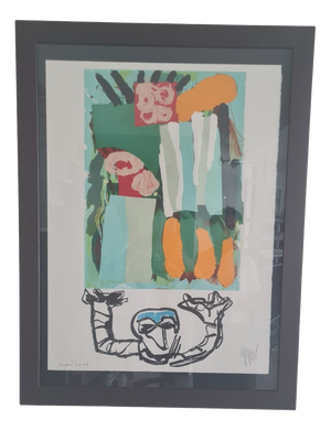 Karel Appel, Abstract Composition, 1970s, Lithograph, Framed