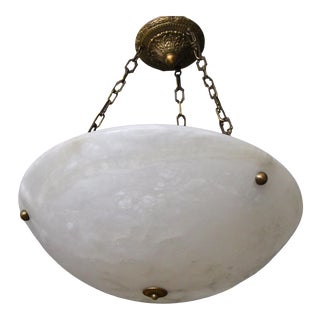 1960s Large French Directoire Style Alabaster Chandelier Pendant Light For Sale