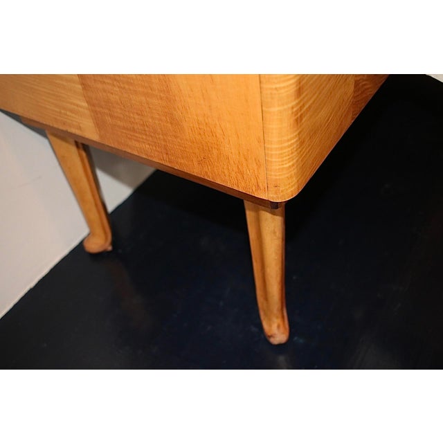 Art Deco Sideboard in Maple with Leather and Art Glass by Laszlo Hoenig, 1940s For Sale - Image 13 of 15