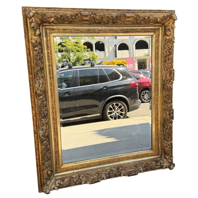 Traditional Huge Antique Regency Style Giltwood Mirror W Beveled Glass For Sale - Image 3 of 3