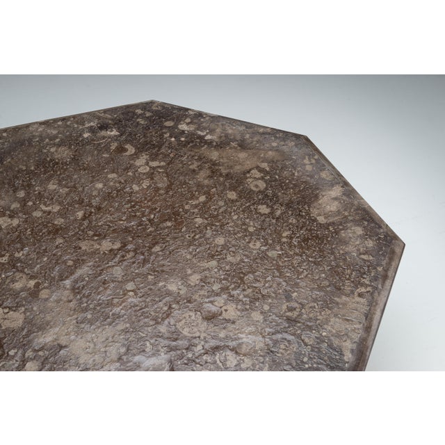 Black Large Octagonal Coffee Table with Posidonia Slate Top, 1970s For Sale - Image 8 of 14