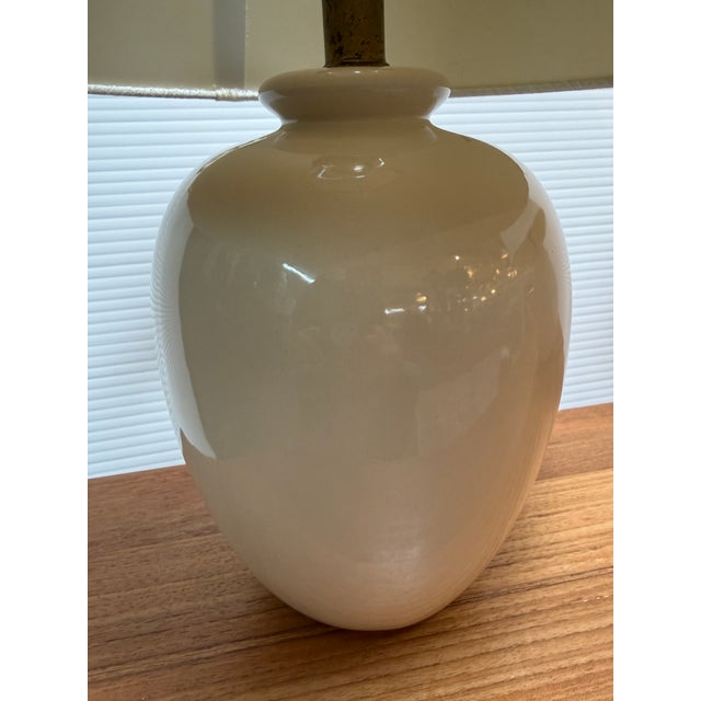 Ginger Jar Eggshell Ceramic Table Lamps, Pair For Sale - Image 9 of 12