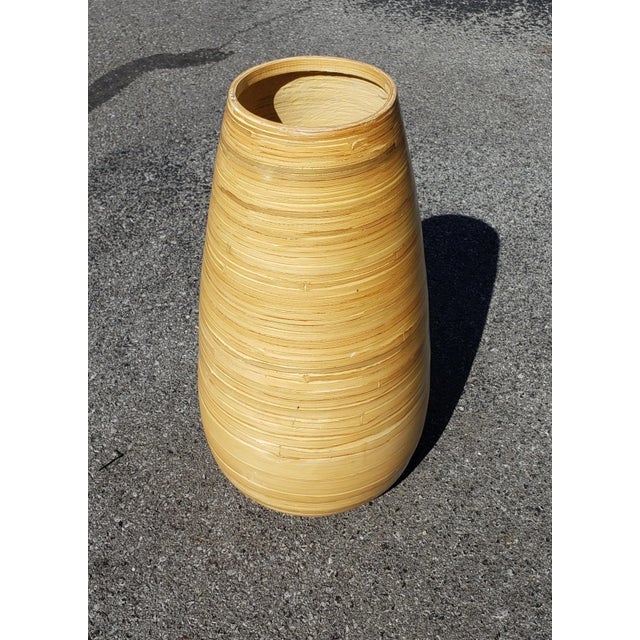 Vintage Asian Lacquered Bamboo Vase For Sale - Image 4 of 7