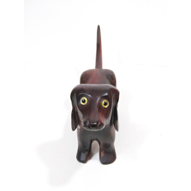 1960s Vintage Carved Hardwood Dachshund Sculpture For Sale - Image 5 of 8