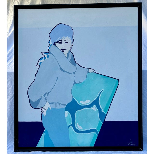 A certificate of Authenticity accompanies this strikingly original impressionistic portrait, "Blue Girl", by artist Rob...