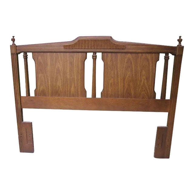 1970s Vintage Contemporary Wood Queen Headboard Augusta Staunton Pecan For Sale