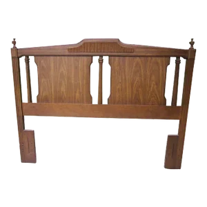 1970s Vintage Contemporary Wood Queen Headboard Augusta Staunton Pecan