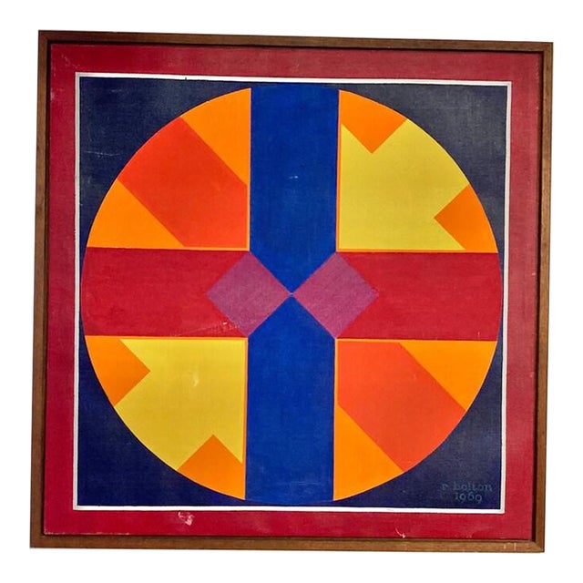 Vintage Mid Century Modern Painting by R. Bolton 1969 For Sale