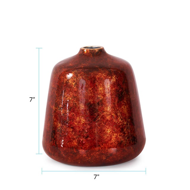Red Sharma Crimson Gold Slanted Vase- Medium For Sale - Image 8 of 10