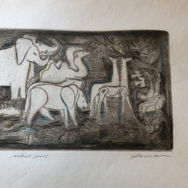 Irving Amen Original Artist Proof Lithograph “Noah’s Ark” For Sale In Philadelphia - Image 6 of 7