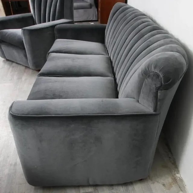 Art Deco Newly Reupholstered Art Deco 3 Piece Sofa Set For Sale - Image 3 of 12